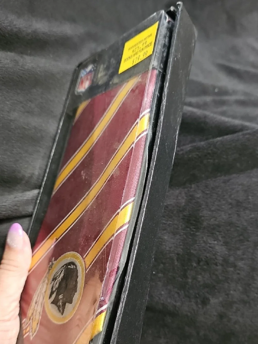 NFL Redskins Vintage Burgundy and Gold Diagonal Stripe Tie with Team Logo
